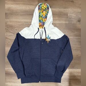 Disney Navy and White Hoodie with Colorful Inner Hood